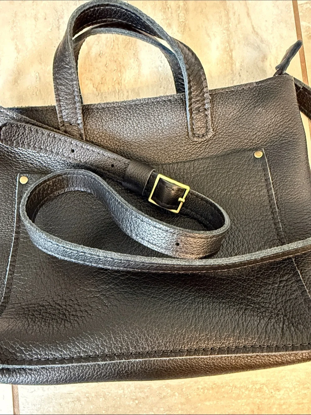 Portland Leather Goods Mini Zippered Crossbody Tote Pebbled - Picture 6 of 16